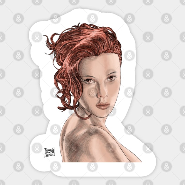 Scarlett Johansson sketch style with color Sticker by monkycl